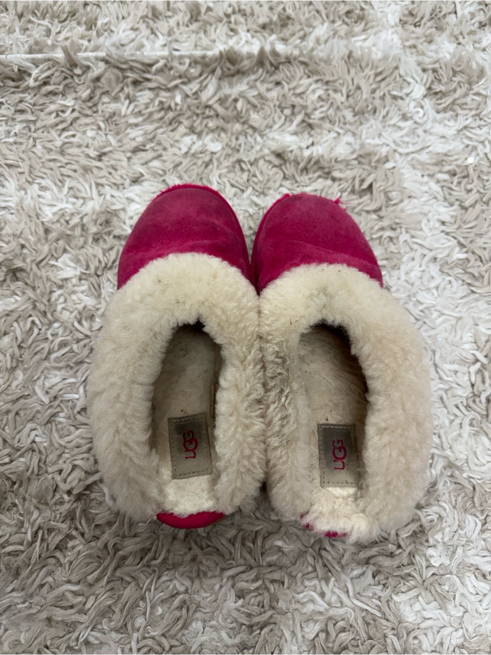 UGG Hot Pink suede shearling Slippers